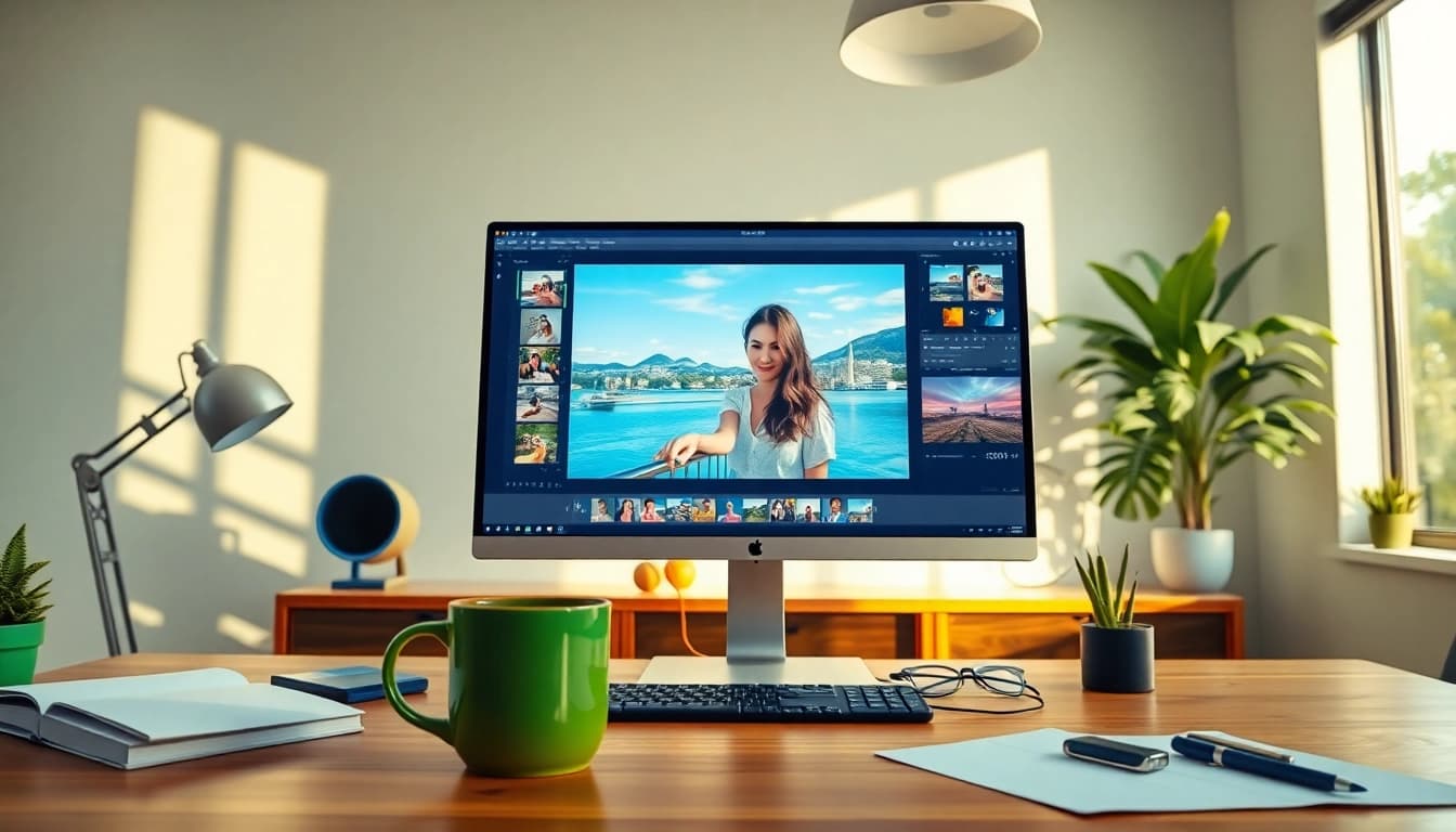 Nano banana AI tool demonstrating advanced image editing in a modern workspace.