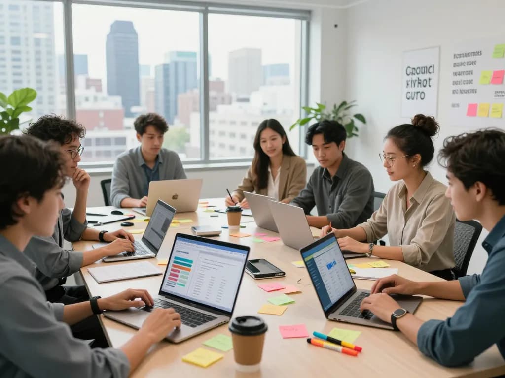 Collaboration at the Best SEO Company NYC with diverse team analyzing data in a vibrant office.