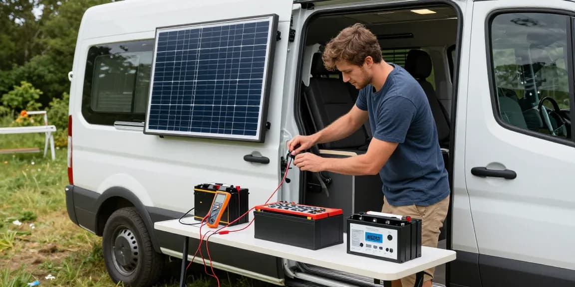 rokok88 login for camper van electrics upgrade process showcasing solar panels and battery components