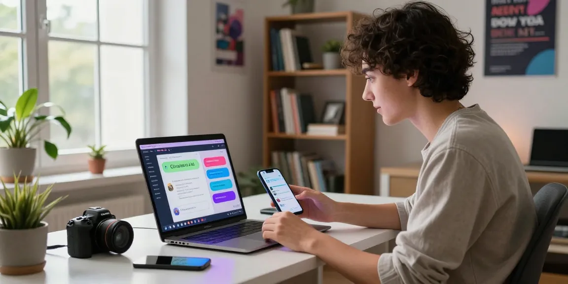 Interactive chat using Crushon AI in a modern home office setup with engaging visuals.