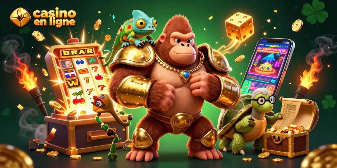 Gagnez avec casino en ligne grâce à l'illustration dynamique et colorée des jeux de casino.