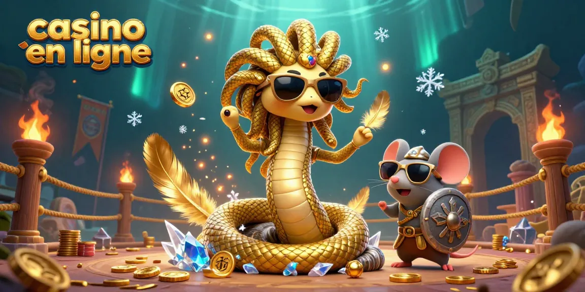 Participation au casino en ligne avec Medusa, la guerrière souris, et des décorations dorées.
