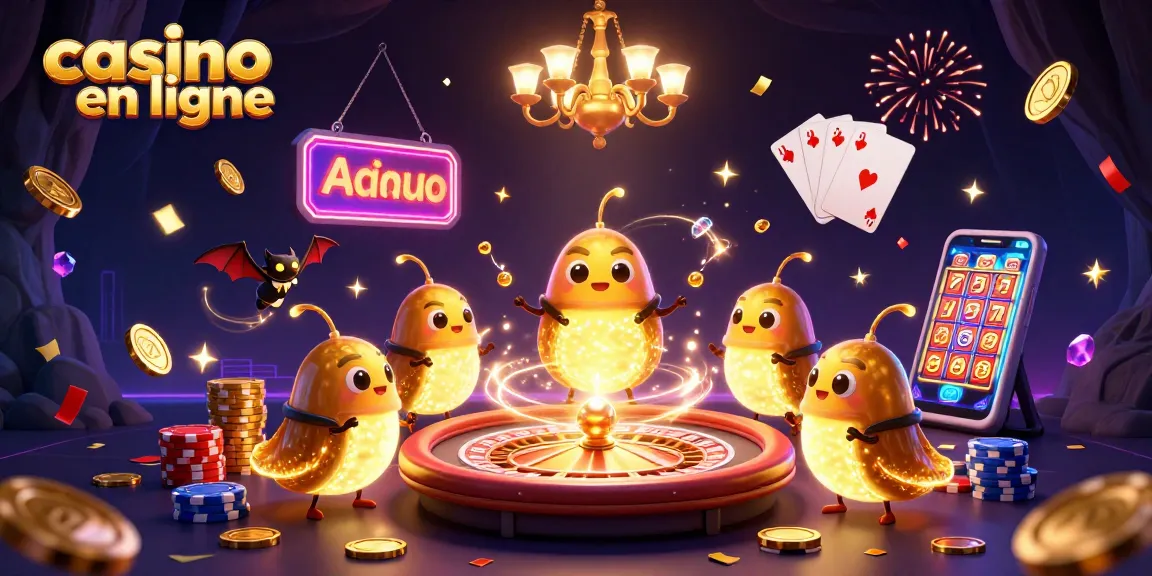 Plongez dans l'univers du casino en ligne avec des lucioles illuminant un monde de jeux.