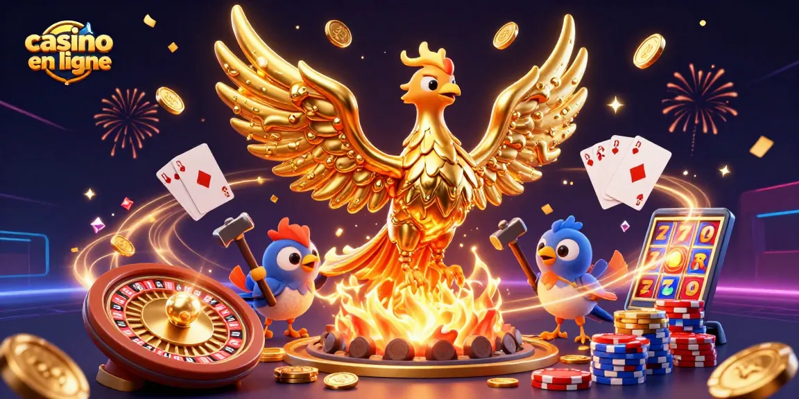 Vivez l'excitation du casino en ligne avec un phoenix d'or et des pièces volantes !