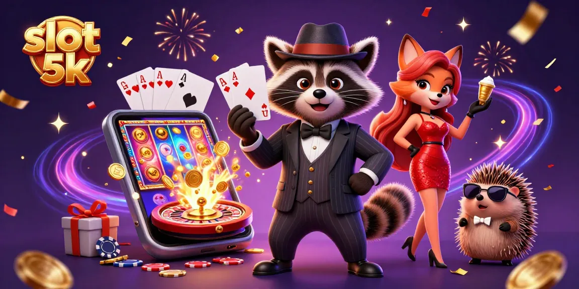 Spin and win with slot 5k, featuring engaging characters amidst vibrant casino elements.