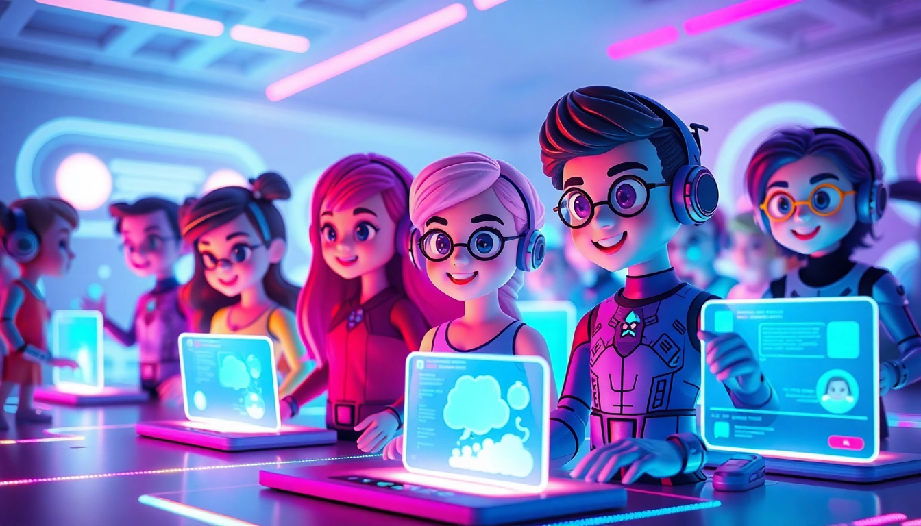 Engaging avatars in a futuristic digital landscape representing character ai nsfw technology