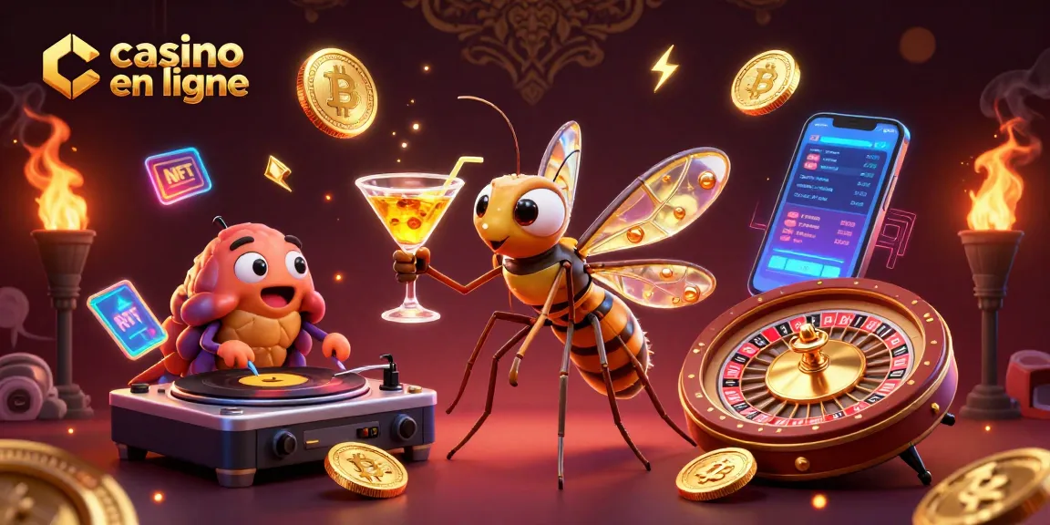 Un casino en ligne dynamique avec un moustique mascotte et un DJ trilobite animant la scène