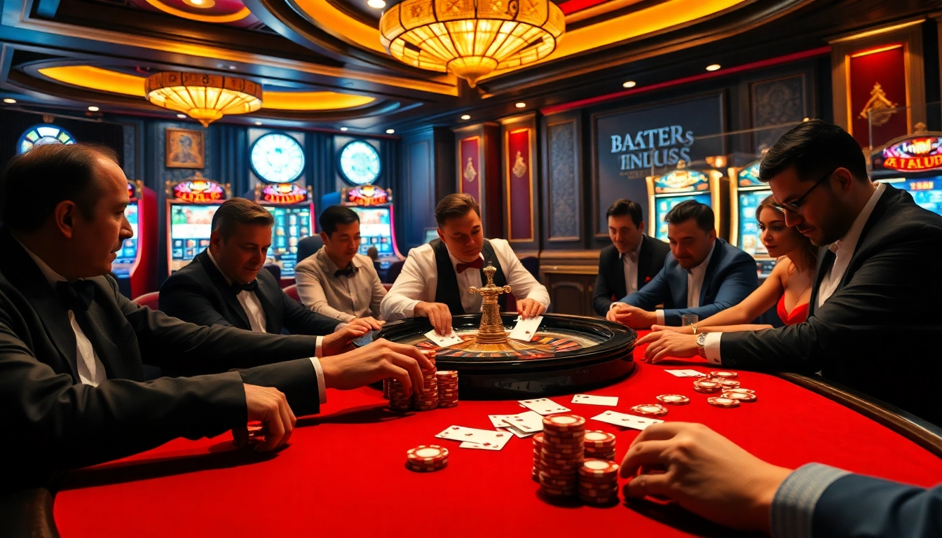 Engage with 상품권신용카드 at a vibrant casino scene featuring poker tables and excited players.