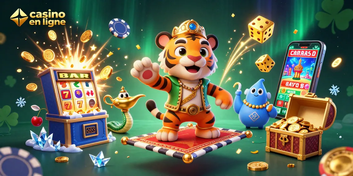 Jouez à des jeux de casino en ligne avec un sultan et des machines à sous colorées dans une scène festive.