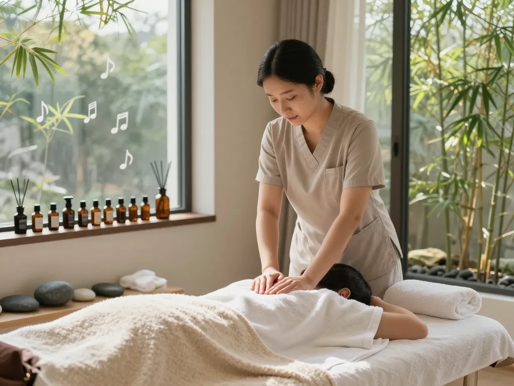 강남스웨디시 massage in a serene spa environment with relaxing elements for rejuvenation.