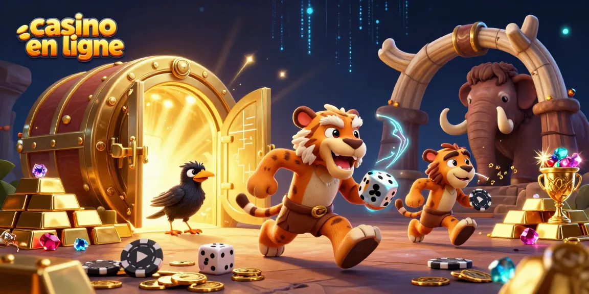 Jouez au casino en ligne avec l'illustration dynamique d'un duo préhistorique.