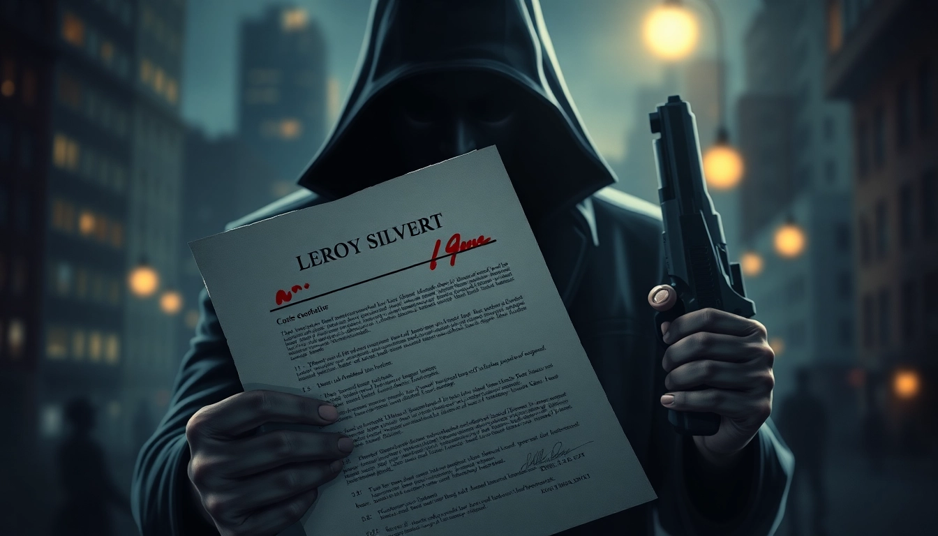 Engaging visual representing Contracts and Bullets with an assassin's intense atmosphere.