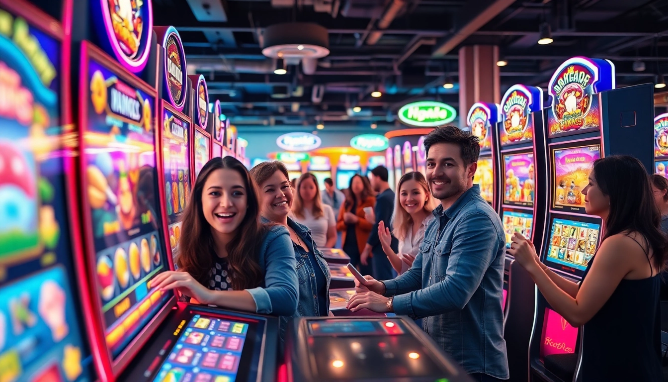 Exciting scene of players enjoying Kode4d slot games in a vibrant online gaming environment.