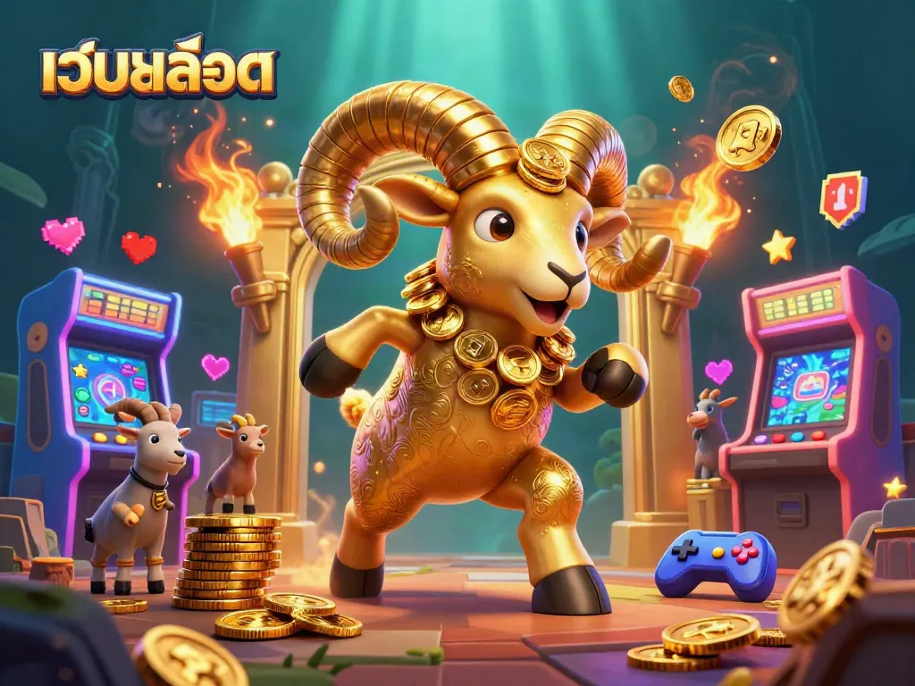 สัมผัสประสบการณ์ใหม่ในเว็บสล็อต ด้วยภาพ 3D ของรามทองขนาดใหญ่อัดแน่นด้วยเหรียญและเกมอาร์เคดแสดงถึงความสนุก