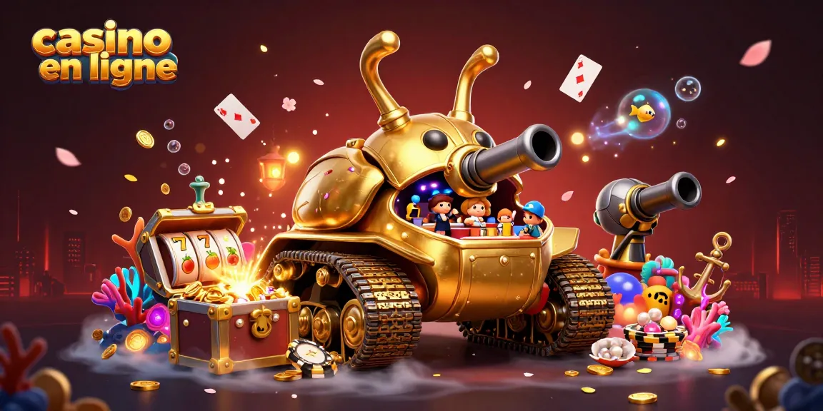 Visitez le casino en ligne avec un income amusant de jetons d'or dans une scène 3D exaltante.