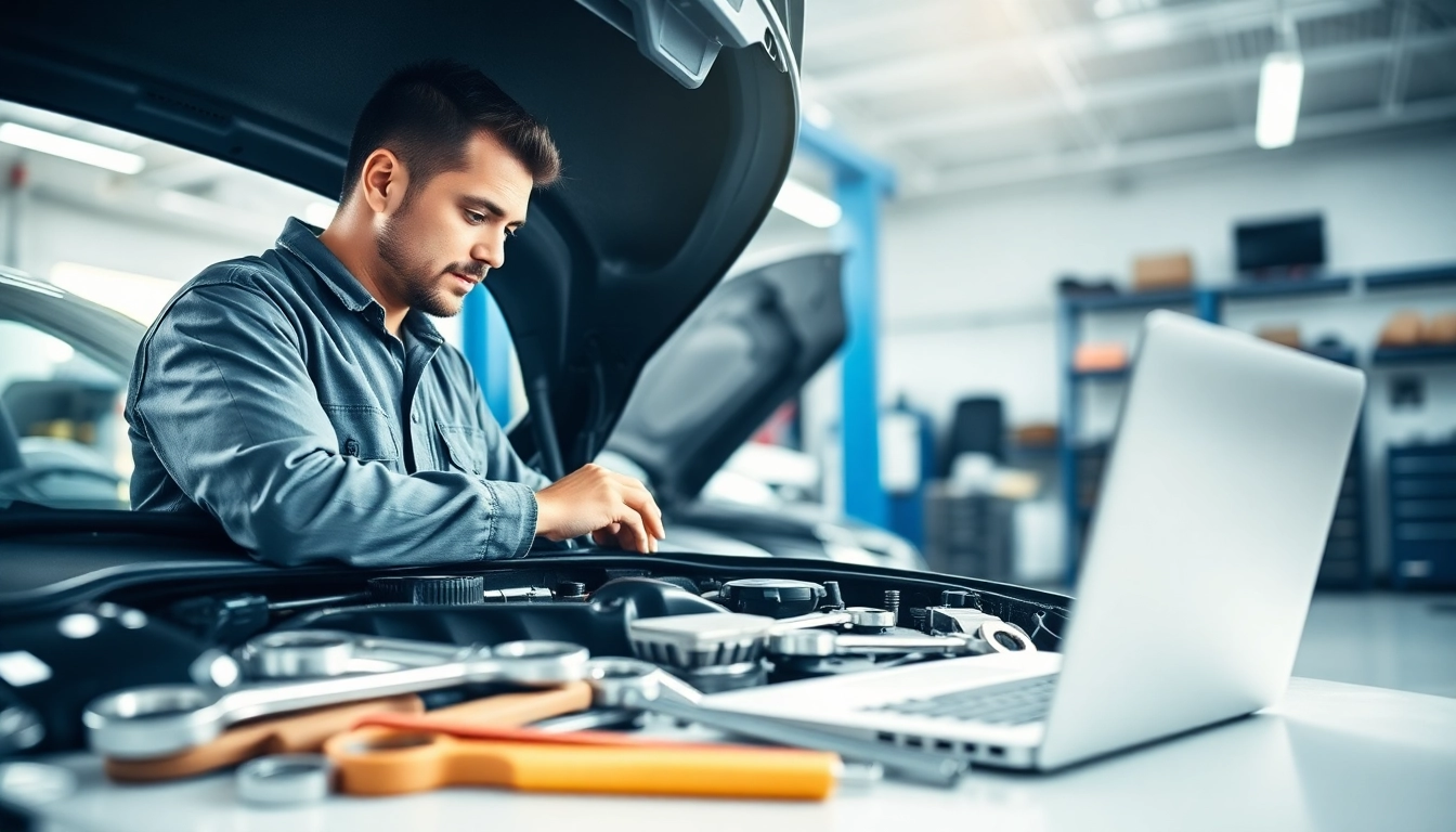 Understanding vehicle service contract options with a mechanic focused on a vehicle repair.