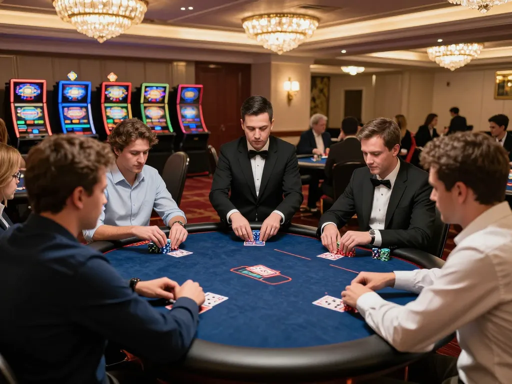 Players engaged in a competitive poker game, showcasing strategies while using sunwinapk for real-time insights.