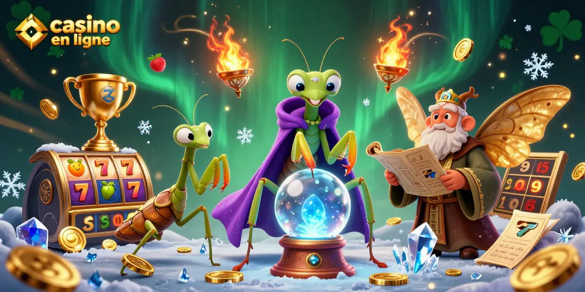 Découvrez la magie du casino en ligne avec une illustration captivante de personnages de jeu et de jackpots.
