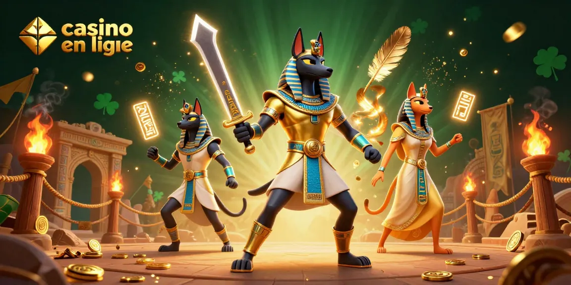 Jouer au casino en ligne avec Anubis et Bastet dans une illustration immersive