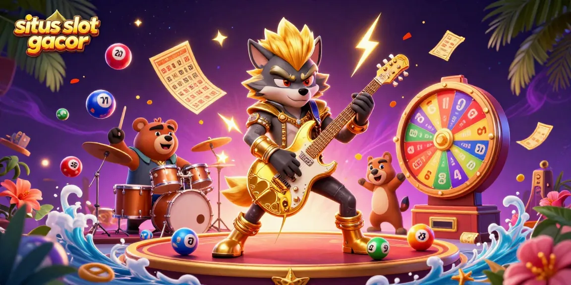 Experience thrilling gameplay at situs slot gacor with vibrant lottery balls and casino elements in this stunning illustration.