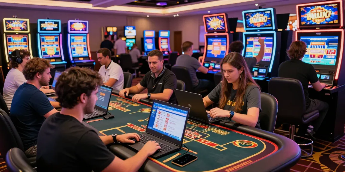 Exciting scene at casinos that accept credit cards with players enjoying diverse games and fast transactions.