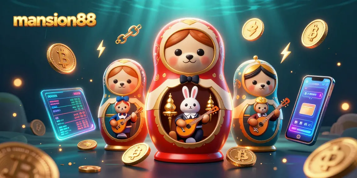 Experience the vibrant excitement of mansion88 with animated casino elements showcased in a rich 3D scene.
