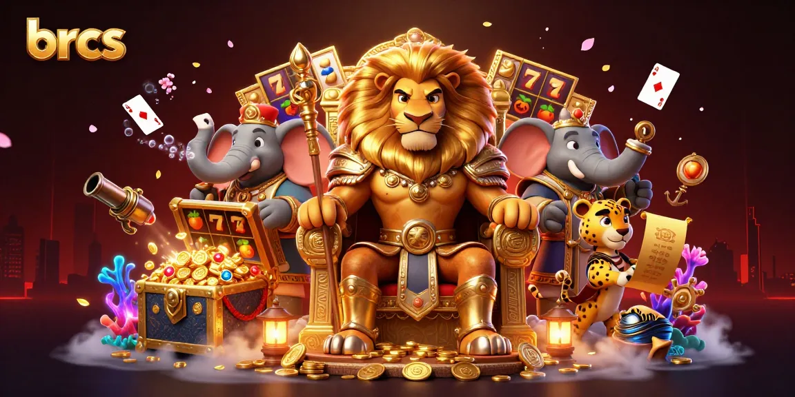 Engage with thrilling casino action at brcs, featuring a lion king, elephant advisor, and cheetah messenger.