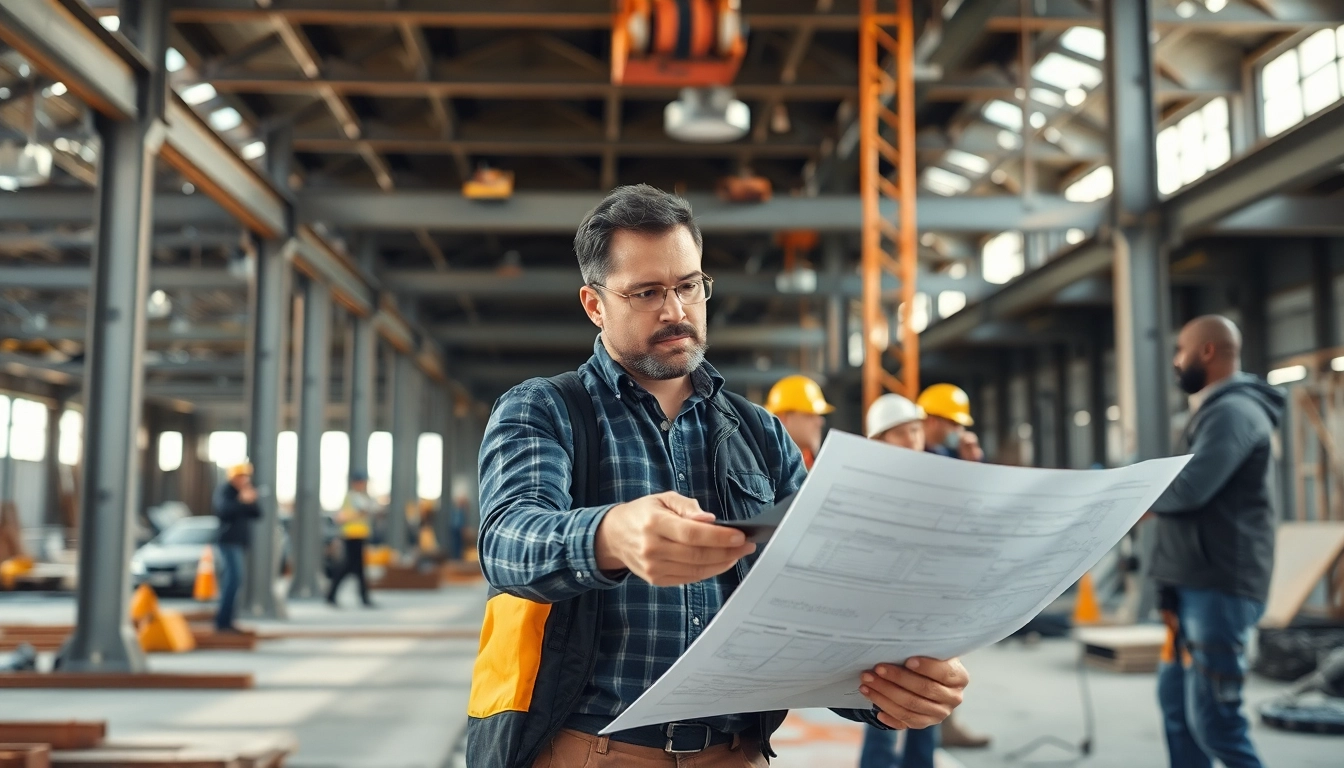 Construction manager on site reviewing plans, showcasing New Jersey Construction Manager expertise in action.