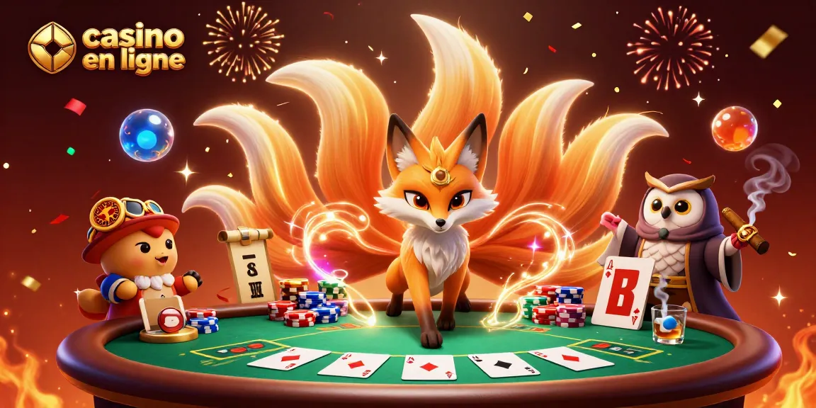 Profitez d'une ambiance festive au casino en ligne avec un esprit renard coloré et un hibou sage.