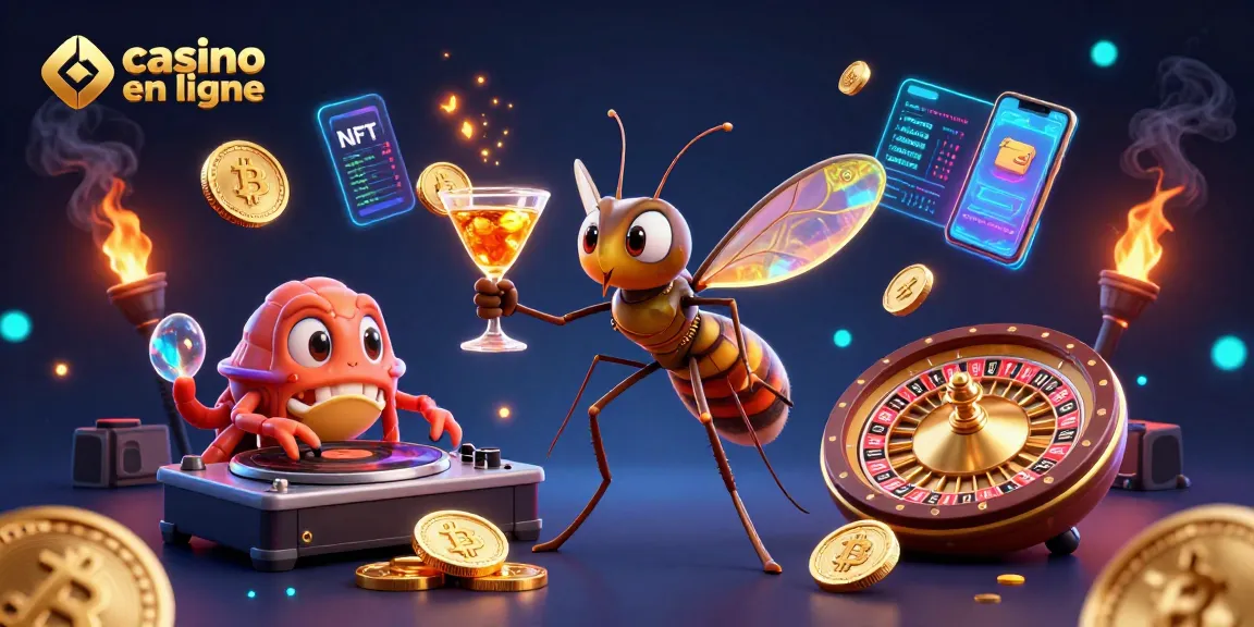 Jouez au casino en ligne avec un insecte préhistorique animateur et un DJ fossile dans une scène dynamique