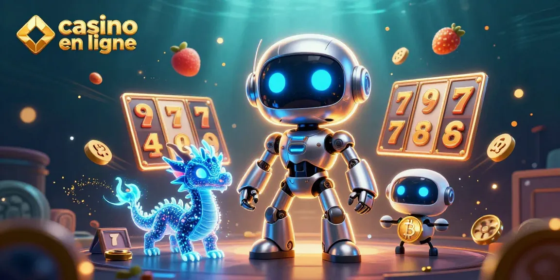 Découvrez le monde des casinos en ligne avec une illustration 3D captivante mettant en avant des éléments de machines à sous et de jackpots.