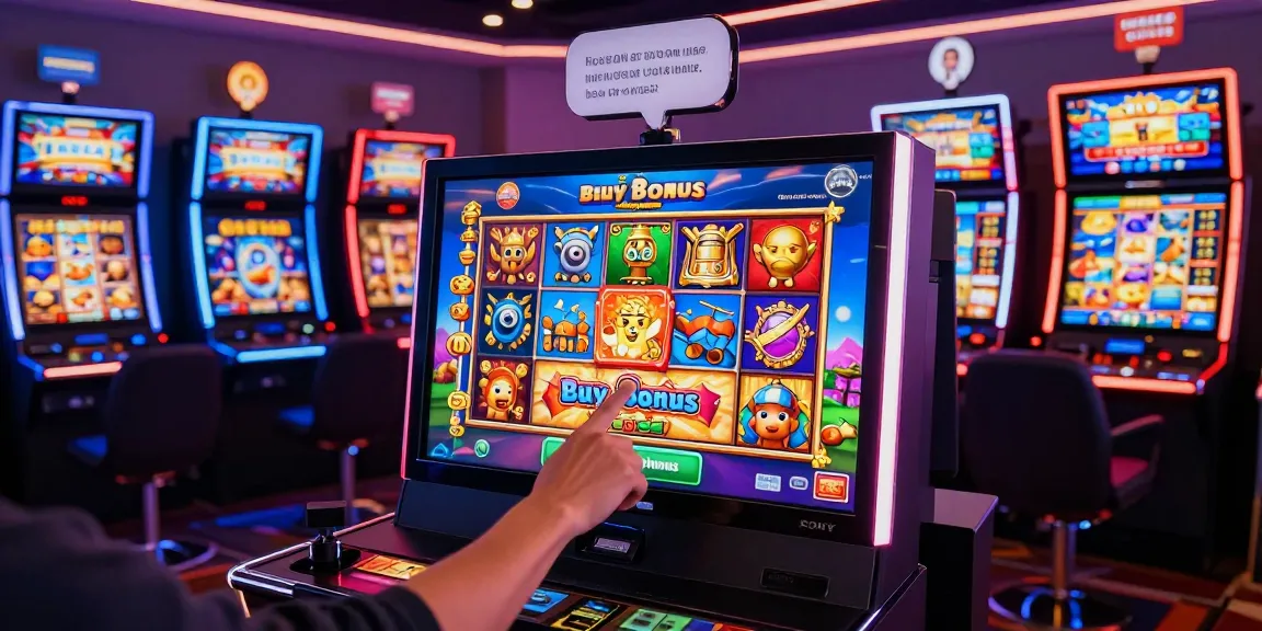 Exciting bonus buy slots experience with players engaging in colorful online casino interface, showcasing dynamic gaming atmosphere.