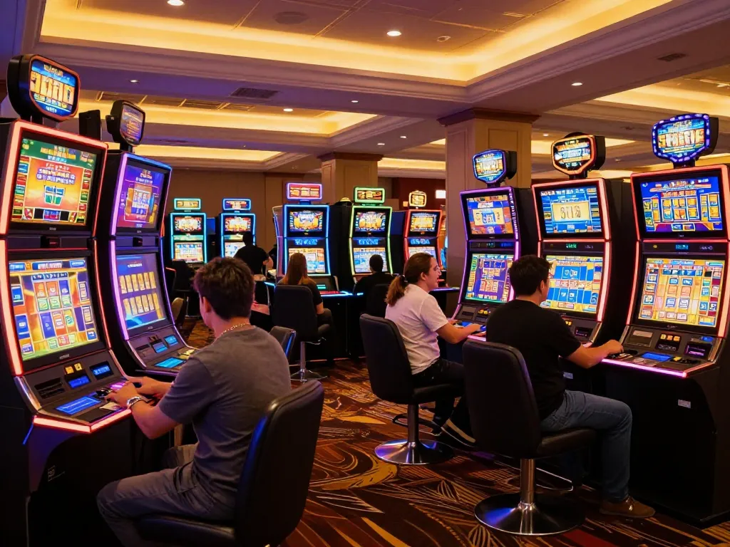 Playing exciting games at casino non aams per italiani with vibrant slot machines and engaging atmosphere.