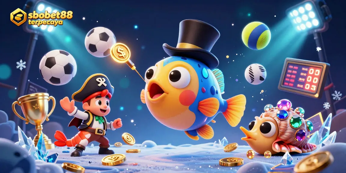 Engage with sbobet88 terpercaya in this vibrant 3D illustration, showcasing lively gambling action.