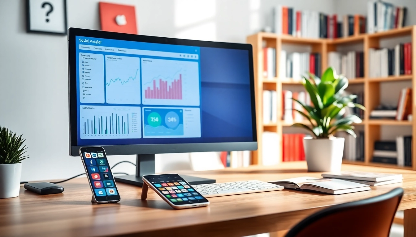Analyze social media metrics with the best smm panel in a modern digital marketing workspace.