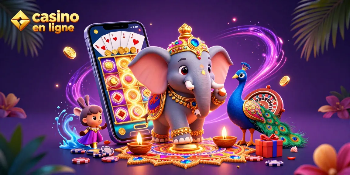 Découvrez les activités de jeu en ligne avec casino en ligne, une vision passionnante d'un éléphant coloré et des jeux.