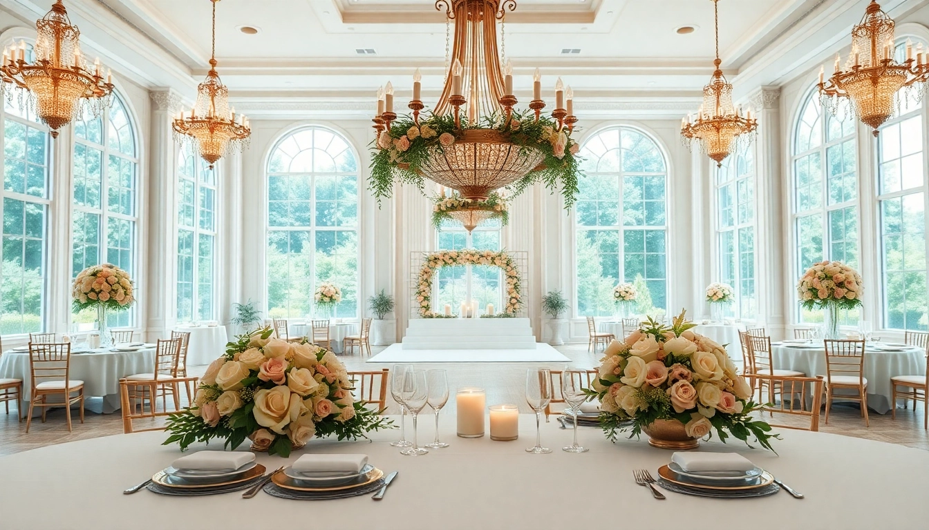 Stunning wedding event space Jacksonville with elegant decor and elegant table settings.