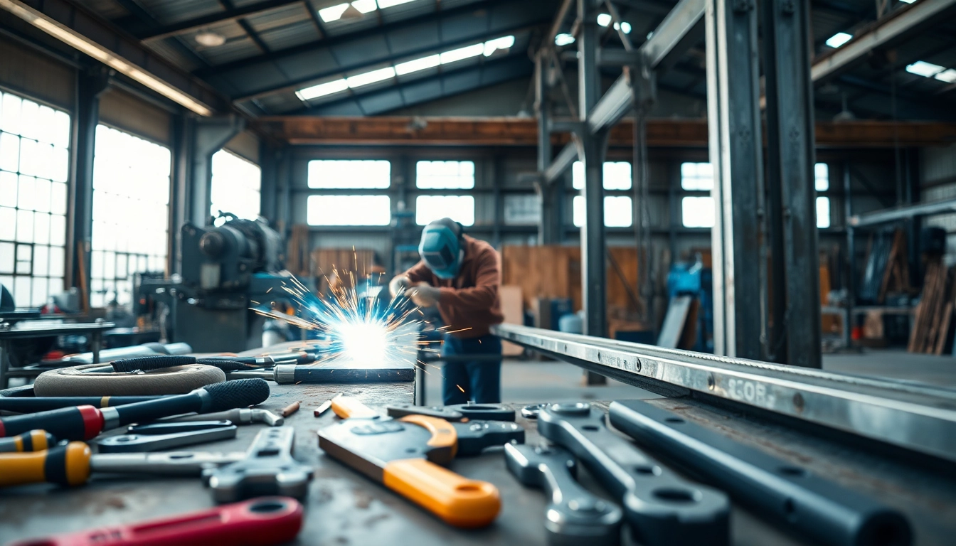 Witness a skilled artisan engage in custom steel fabrication, highlighting precision and attention to detail.