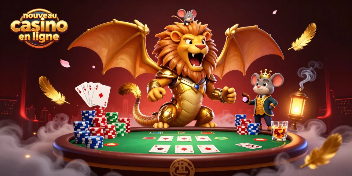 Vivez l'excitation du nouveau casino en ligne avec une scène de poker dynamique.