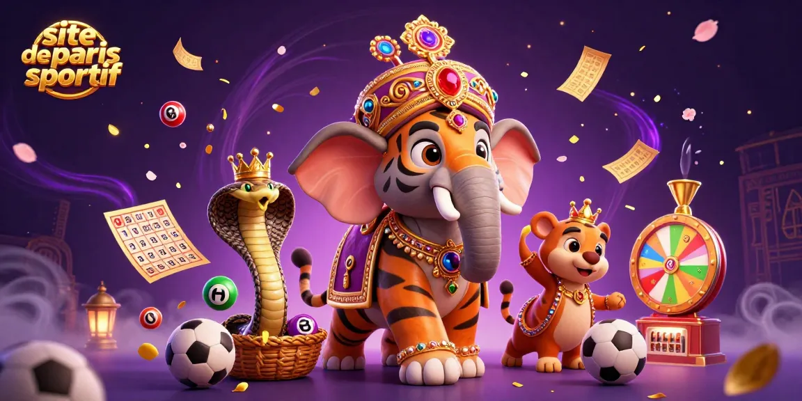 Pariez sur le site de paris sportif avec un tigre maharaja à l'éléphant et éléments de jeu colorés.