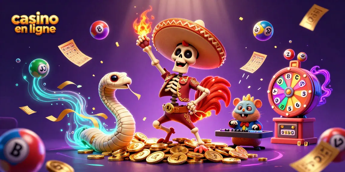 Faites danser un rooster mariachi et un DJ hamster au casino en ligne, entourés de pièces d'or.