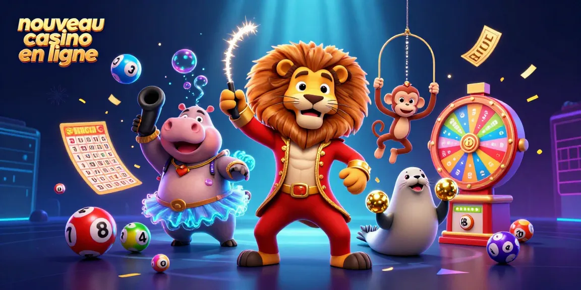 Découvrez le nouveau casino en ligne avec des personnages de cirque animés et des éléments de loterie colorés.