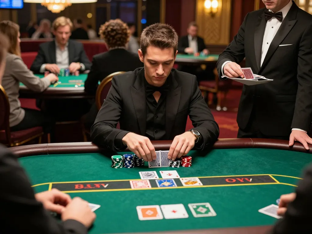 Casinò stranieri che accettano italiani with players engaged in strategic poker gameplay at a luxurious casino table.