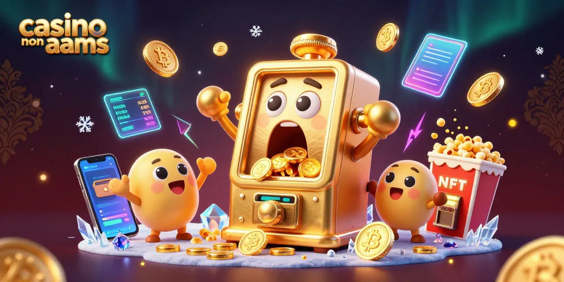 Scopri il mondo dei casino non AAMS mentre una slot machine dorata festeggia un jackpot con monete che cadono.