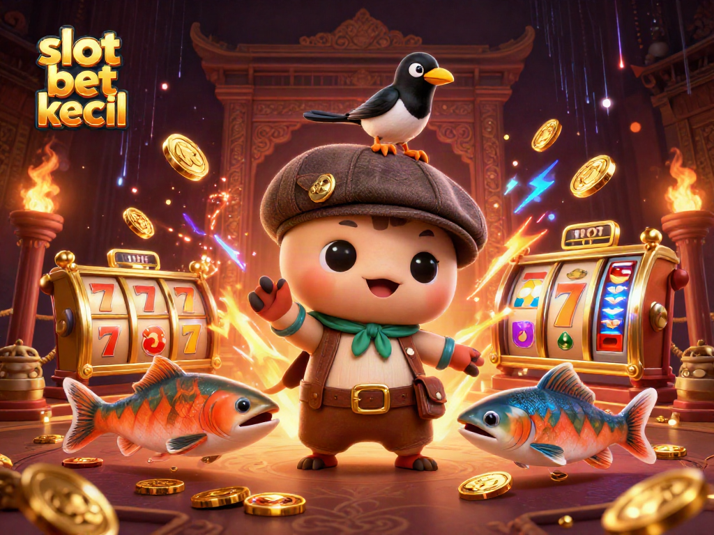 Engage with the vibrant slot bet kecil experience through animated 3D characters and casino elements.