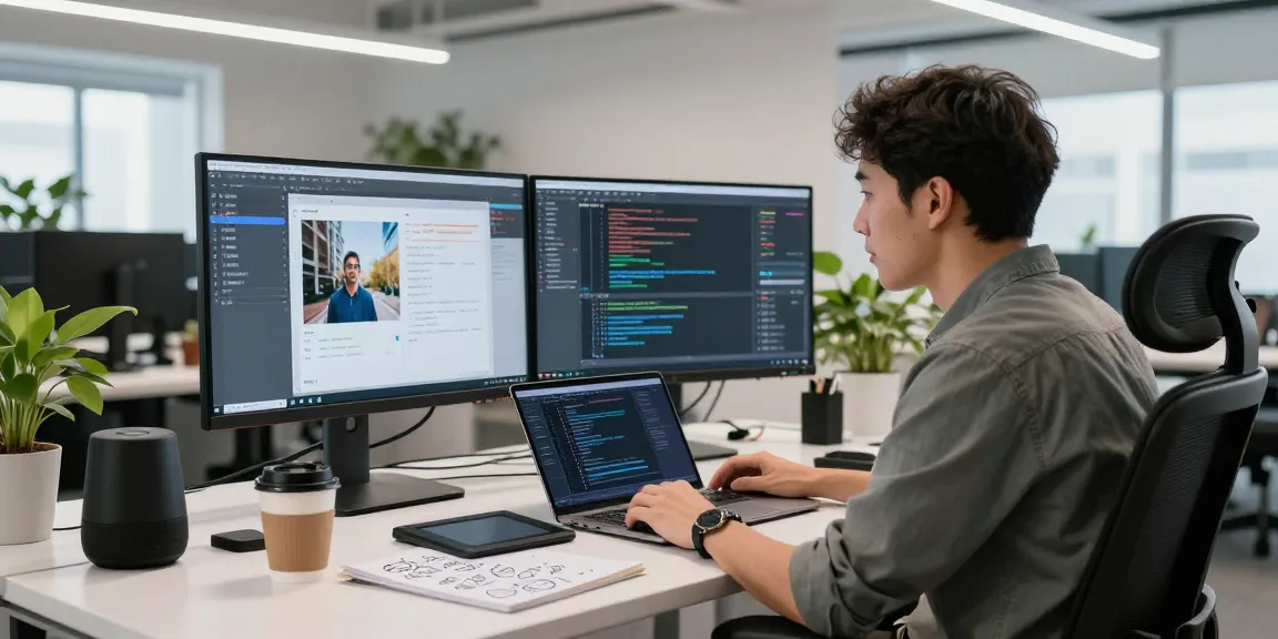 Detect AI image analysis at a developer's workspace with advanced technology and real-time data.