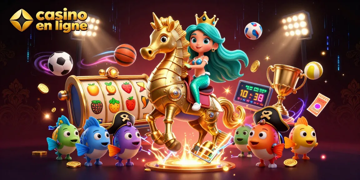 Plongez dans le monde du casino en ligne avec cette illustration dynamique de princesse sirène.