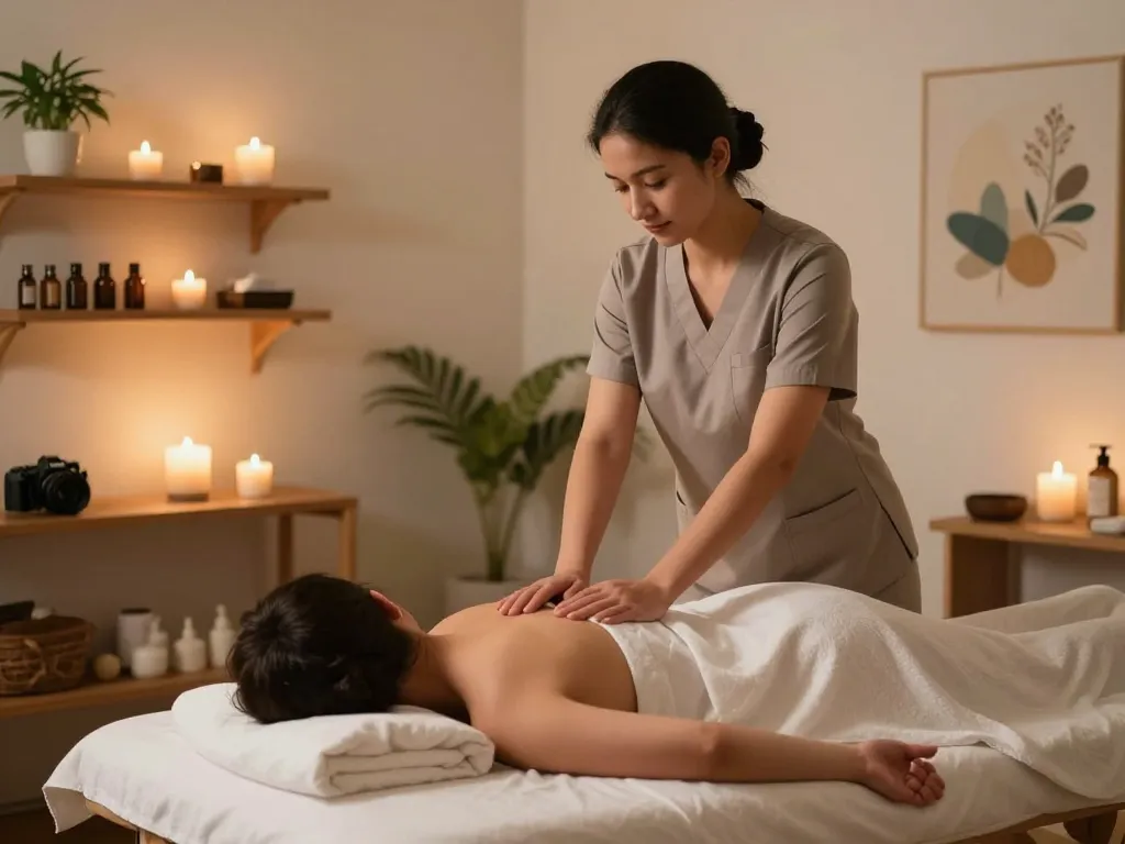 부전동마사지 studio offers relaxing therapy with professional therapist in serene environment.