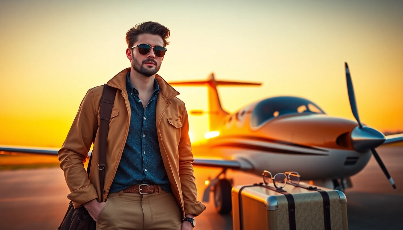 FLY88 aviation-inspired apparel model showcasing stylish travel lifestyle.