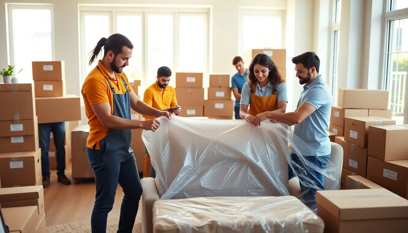 Packing process of moving company Vancouver team in a bright, organized room with movers.
